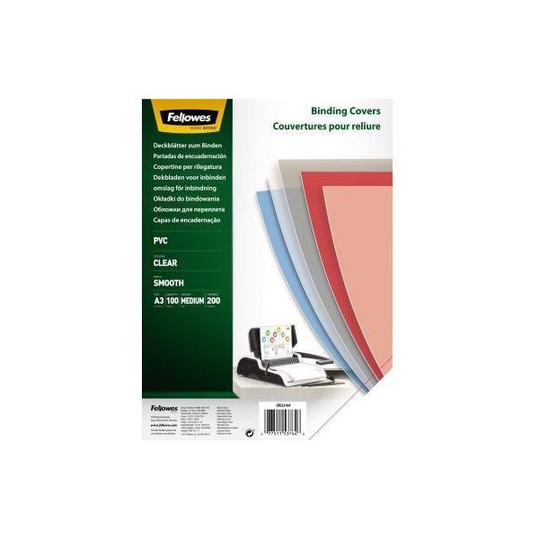 Fellowes Deckblattfolie Fellowes® DIN A3 0,2mm PVC transparent 100 St./Pack.