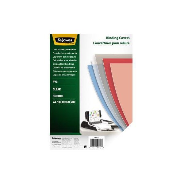 Fellowes Deckblattfolie Fellowes® DIN A4 0,2mm PVC transparent 100 St./Pack.