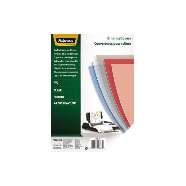 Fellowes Deckblattfolie Fellowes® DIN A4 0,3mm PVC transparent 100 St./Pack.