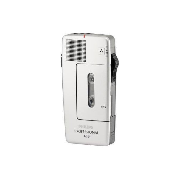Philips Diktiergerät Philips Pocket Memo® 488 Professional 6,4 x 12,8 x 2,5 cm (B x H x T) Mini-Kassette LFH0005 inkl. Etui Ansteckmikrofon Handschlaufe silber