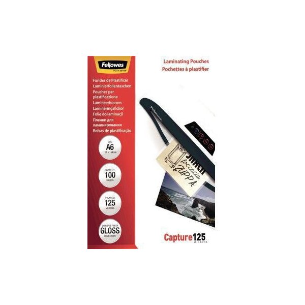Fellowes Laminierfolie Fellowes® Capture 125 118 x 160 mm (B x H) DIN A6 125µm glänzend 100 St./Pack.
