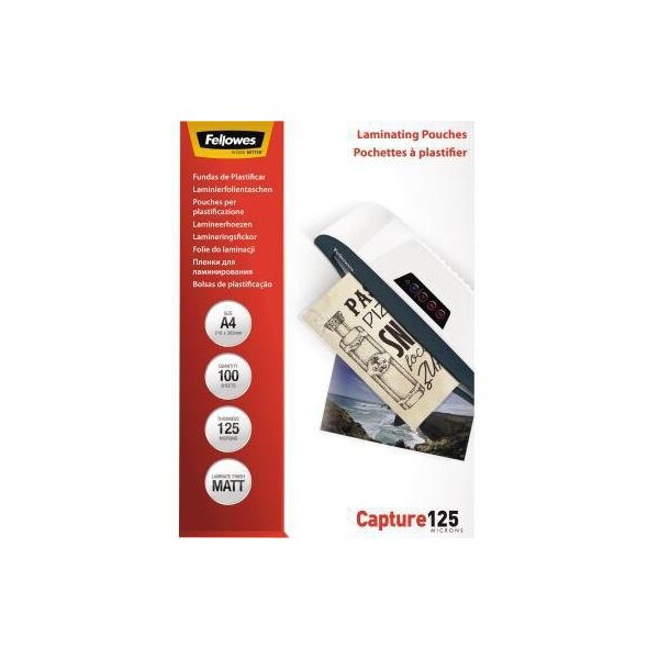 Fellowes Laminierfolie Fellowes® Capture 125 216 x 301 mm (B x H) DIN A4 125µm matt 100 St./Pack.