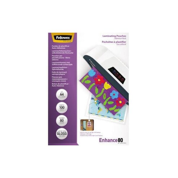 Fellowes Laminierfolie Fellowes® Enhance 80 218 x 302 mm (B x H) DIN A4 80µm glänzend 100 St./Pack.