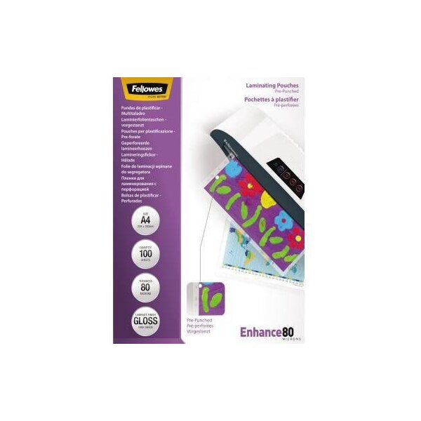 Fellowes Laminierfolie Fellowes® Enhance 80 232 x 308 mm (B x H) DIN A4 80µm glänzend 100 St./Pack.