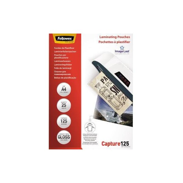 Fellowes Laminierfolie Fellowes® ImageLastT Capture 125 214 x 310 mm (B x H) DIN A4 125µm glänzend 25 St./Pack.