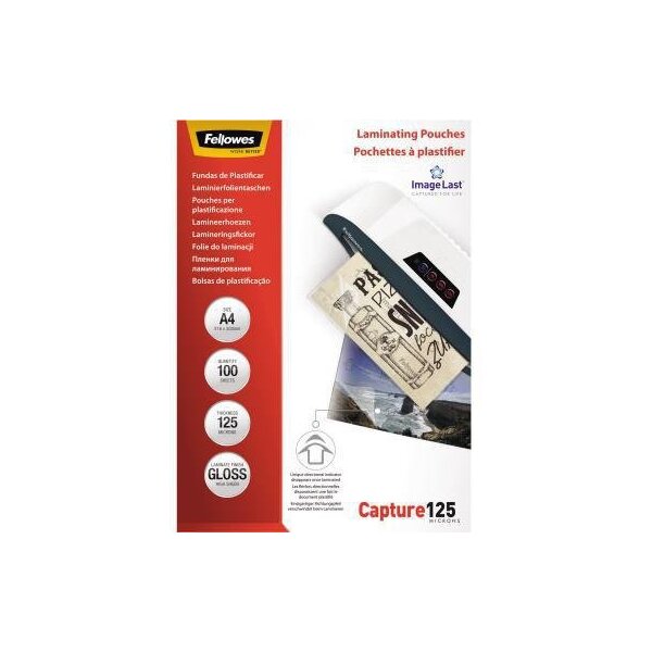 Fellowes Laminierfolie Fellowes® ImageLastT Capture 125 216 x 303 mm (B x H) DIN A4 125µm glänzend 100 St./Pack.