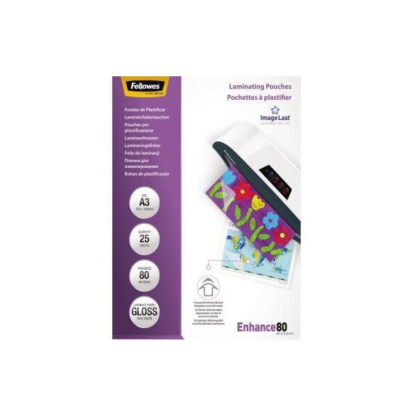 Fellowes Laminierfolie Fellowes® ImageLastT Enhance 80 304 x 430 mm (B x H) DIN A3 80µm glänzend 25 St./Pack.