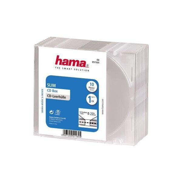 Hama CD/DVD Hülle Hama Slim 12,5 x 14,2 cm (B x H) Polystyrol transparent 10 St./Pack.