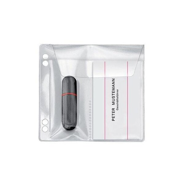 Veloflex USB-Stick Hülle Veloflex 10 x 10 cm (B x H) 2 USB-Sticks/1 USB-Stick 1 Visitenkarte PVC-Folie transparent 5 St./Pack.