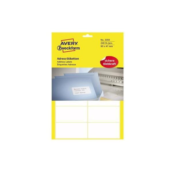 Avery zweckform Adressetikett Avery Zweckform 95 x 47 mm (B x H) Papier weiß 240 Etik./Pack.