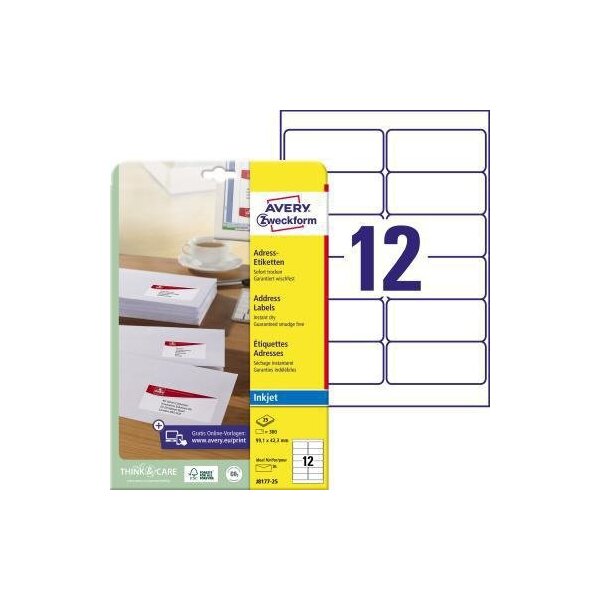Avery zweckform Adressetikett Avery Zweckform 99,1 x 42,3 mm (B x H) Papier weiß 300 Etik./Pack.