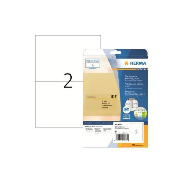 Herma Folienetikett HERMA SPECIAL 210 x 148 mm (B x H) transparent 50 Etik./Pack.