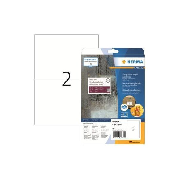 Herma Folienetikett HERMA SPECIAL 210 x 148 mm (B x H) weiß 50 Etik./Pack.