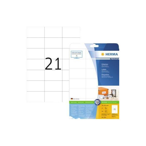 Herma Universaletikett HERMA PREMIUM 70 x 42,3 mm (B x H) nicht wieder ablösbar Papier weiß 525 Etik./Pack.