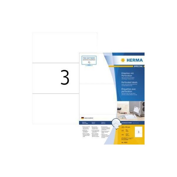 Herma Universaletikett HERMA SPECIAL 210 x 99 mm (B x H) nicht wieder ablösbar Papier weiß 300 Etik./Pack.