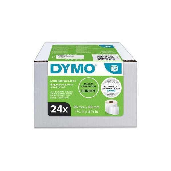 Dymo Adressetikett DYMO® 36 x 89 mm (B x H) Papier weiß 260 Etik./Rl. 24 x 260 Etik./Pack.