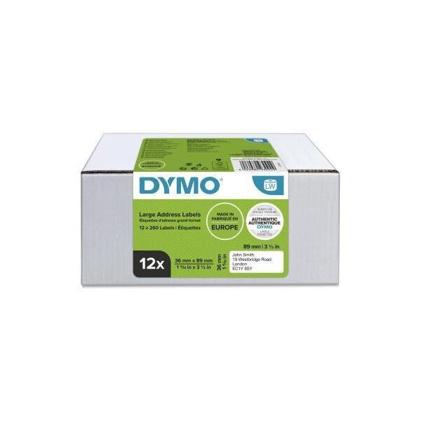 Dymo Adressetikett DYMO® LabelWriter® 36 x 89 mm (B x H) Papier weiß 12 x 260 Etik./Pack.