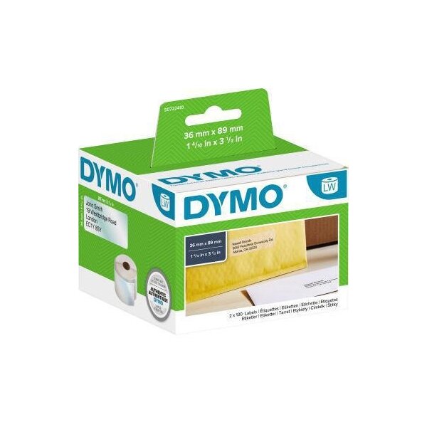Dymo Adressetikett DYMO® Original 36 x 89 mm (B x H) Kunststoff transparent 260 Etik./Rl.