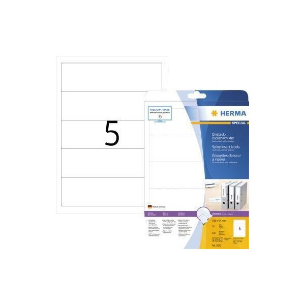 Herma Rückenschild HERMA breit/kurz 54 x 190 mm (B x H) weiß 125 St./Pack.