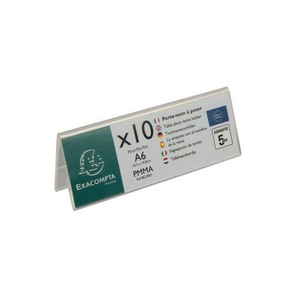 Exacompta Tischnamensschild Exacompta Office Exacryl 15 x 5 x 14 cm (B x H x T) Acryl kristall 10 St./Pack.