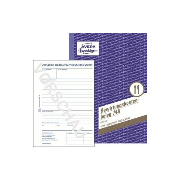 Avery zweckform Bewirtungskostenbeleg Avery Zweckform DIN A5 60g/m² 50 Bl. Avery Zweckform DIN A5 60g/m² 50 Bl.