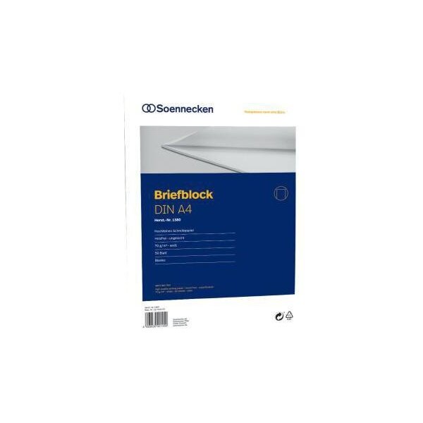Soennecken Briefblock Soennecken DIN A4 blanko 70g/m² weiß 50 Bl.