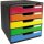 Exacompta Schubladenbox Exacompta MODULO 5 Schubladen DIN A4+ Polystyrol Gehäusefarbe: schwarz Farbe der Schublade: harlekin glossy