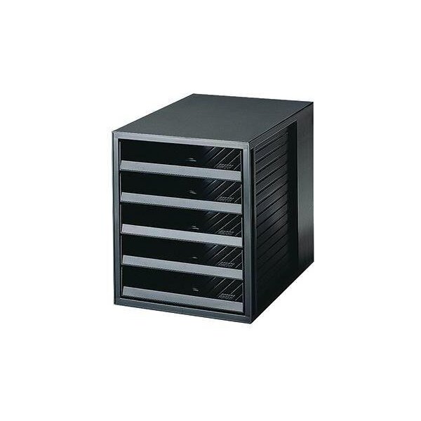 Han Schubladenbox HAN SCHRANK-SET KARMA 5 Schubladen DIN A4 DIN C4 Kunststoff 80-100 % Rezyklat Gehäusefarbe: öko-schwarz Farbe der Schublade: öko-schwarz
