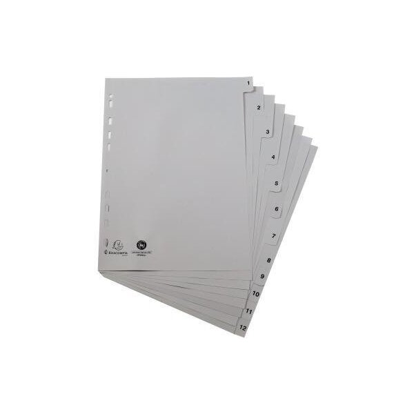 Exacompta Zahlenregister Exacompta Forever® DIN A4 1-12 Polypropylen grau
