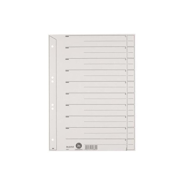 Leitz Trennblatt Leitz DIN A4 Kraftkarton recycelt grau schwarz 100 St./Pack.