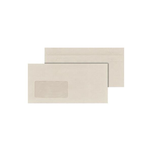 Mailmedia Briefumschlag MAILmedia DIN lang 220 x 110 mm (B x H) mit Fenster 75g/m² mit Selbstklebung Papier 100 % recycelt grau
