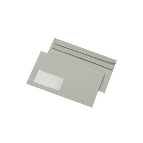 Mailmedia Briefumschlag MAILmedia Kompakt 235 x 125 mm (B x H) mit Fenster 75g/m² mit Selbstklebung Recyclingpapier grau 1.000 St./Pack.