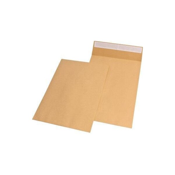 Mailmedia Faltentasche MAILmedia DIN C4 ohne Fenster 120g/m² mit Haftklebung Kraftpapier braun 100 St./Pack.
