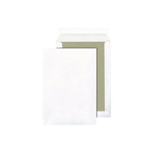 Mailmedia Papprückwandtasche MAILmedia DIN B4 ohne Fenster 120g/m² mit Haftklebung Offsetpapier weiß 100 St./Pack.