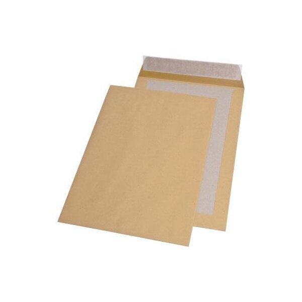 Mailmedia Papprückwandtasche MAILmedia DIN C4 ohne Fenster 110g/m² mit Haftklebung Natronpapier braun