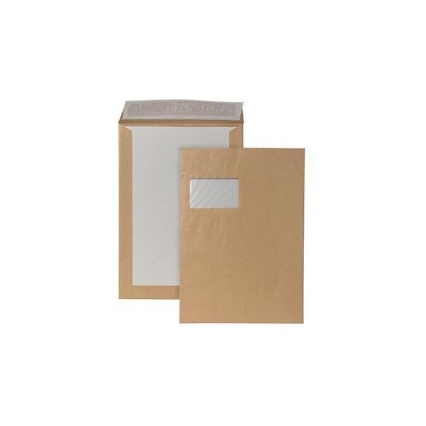 Posthorn Papprückwandtasche POSTHORN DIN C4 mit Fenster 120g/m² mit Haftklebung Papier braun 100 St./Pack.