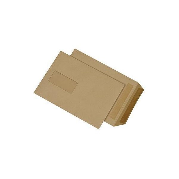 Mailmedia Versandtasche MAILmedia DIN B5 176 x 250 mm (B x H) mit Fenster 90g/m² mit Selbstklebung Natronpapier ohne Fadenverstärkung braun 500 St./Pack.