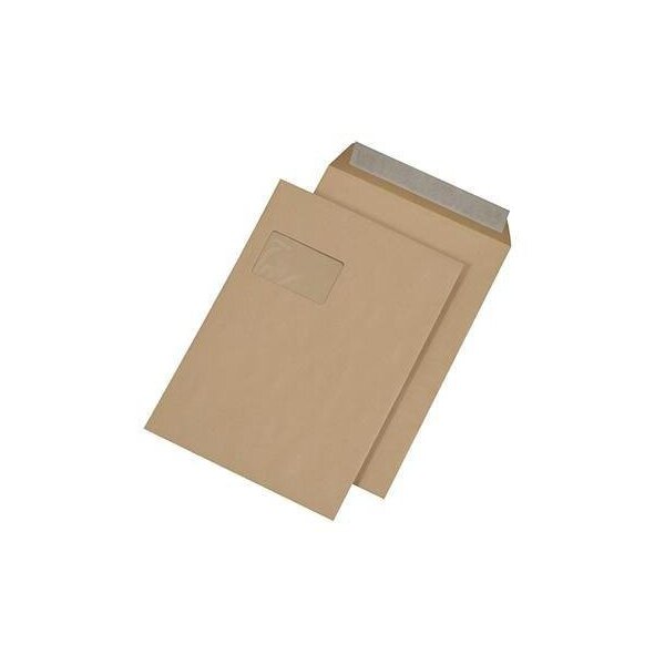 Mailmedia Versandtasche MAILmedia DIN C4 229 x 324 mm (B x H) mit Fenster 110g/m² mit Haftklebung Natronpapier braun 250 St./Pack.