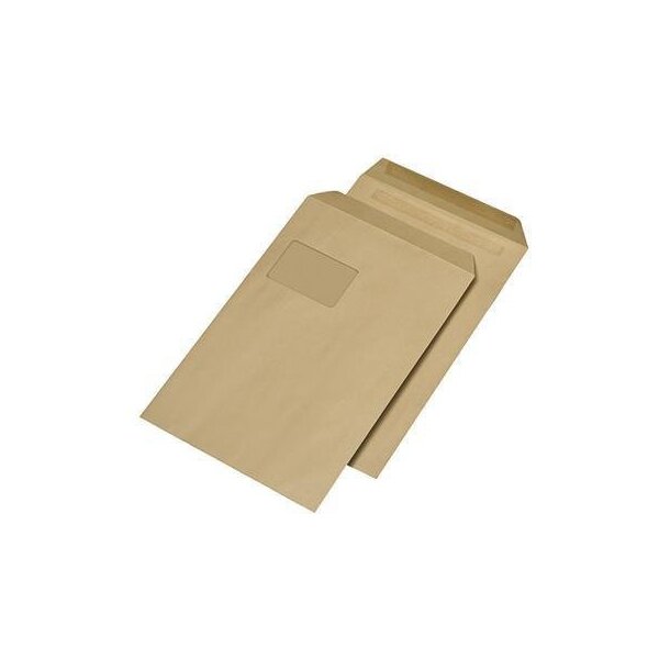 Mailmedia Versandtasche MAILmedia DIN C4 229 x 324 mm (B x H) mit Fenster 90g/m² mit Selbstklebung Natronpapier braun