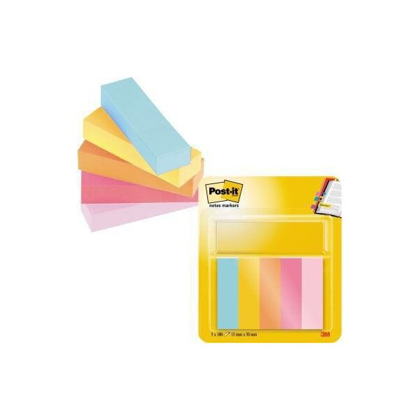Post-it Haftmarker Post-it® Page Marker Beachside Collection 50 x 15 mm (B x H) türkis ultragelb vitalorange powerpink flamingopink 50 Bl./Block 5 Block/Pack.