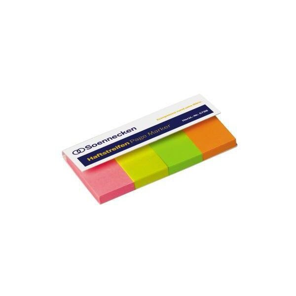 Soennecken Haftmarker Soennecken Page Marker 50 x 20 mm (B x H) neonpink neongelb neongrün neonorange 50 Bl./Block 4 Block/Pack.