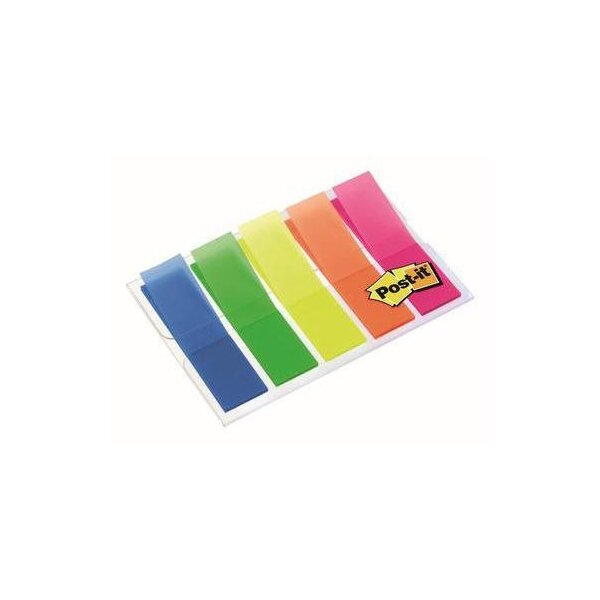 Post-it Haftstreifen Post-it® Index 43,2 x 11,9 mm (B x H) blau grün gelb orange pink 20 Bl./Block 5 Block/Pack.