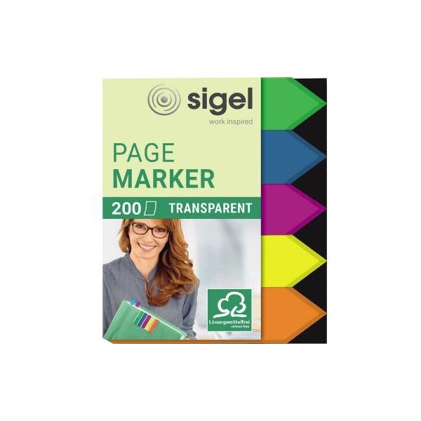 Sigel Haftstreifen SIGEL Folie kleine Pfeile Pfeil 45 x 12 mm (B x H) grün blau violett gelb orange 40 Bl./Block 5 Block/Pack.