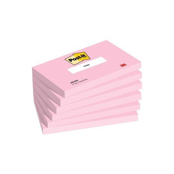 Post-it Haftnotiz Post-it® Notes 127 x 76 mm (B x H) flamingopink 100 Bl./Block 6 Block/Pack.