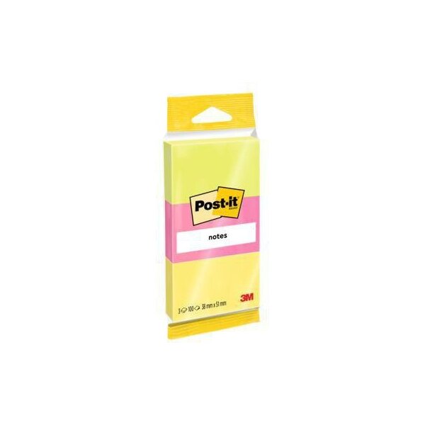 Post-it Haftnotiz Post-it® Notes neon 38 x 51 mm (B x H) neongrün guavapink neongelb 100 Bl./Block 3 Block/Pack.