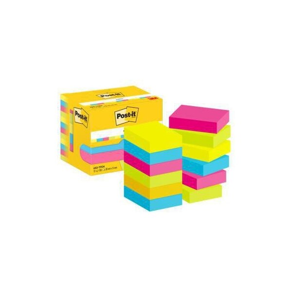 Post-it Haftnotiz Post-it® Notes Promotion Energetic Collection 51 x 38 mm (B x H) je 3 x neongelb paradiseblau powerpink neongrün 100 Bl./Block 12 Block/Pack.
