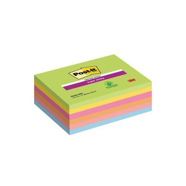 Post-it Haftnotiz Post-it® Super Sticky Meeting Notes 203 x 153 mm (B x H) je 1 x limonengrün ultragelb powerpink vitalorange guavapink paradiseblau 45 Bl./Block 6 Block/Pack.