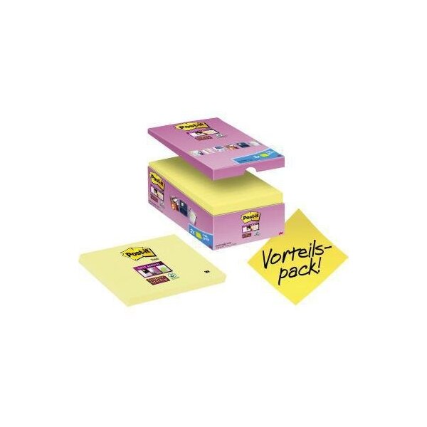 Post-it Haftnotiz Post-it® Super Sticky Notes Promotion 127 x 76 mm (B x H) gelb 90 Bl./Block 16 Block/Pack.