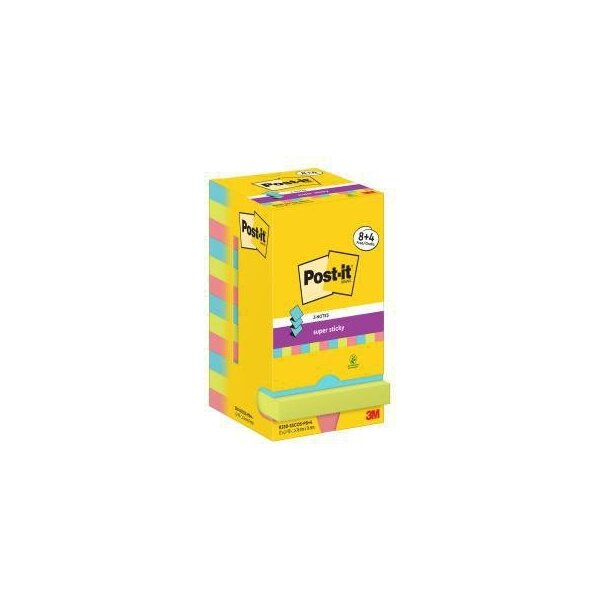 Post-it Haftnotiz Post-it® Super Sticky Z-Notes Cosmic Collection 76 x 76 mm (B x H) farbig sortiert 90 Bl./Block 12 Block/Pack.