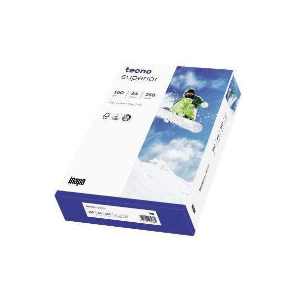 Inapa tecno Kopierpapier inapa tecno Superior DIN A4 200g/m² elementar chlorfrei gebleicht weiß 250 Bl./Pack.